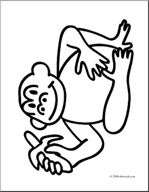 Clip Art: Basic Words: Ape (coloring page)