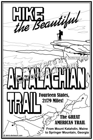 Clip Art: Appalachian Trail Postcard (coloring page)