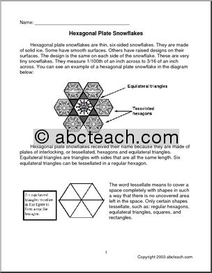 Project: Hexagon Plate Snowflake (upper elementary)