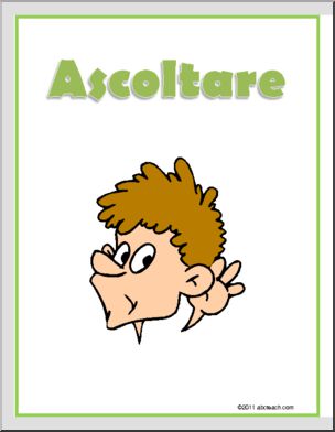 Italian: Classroom Sign: “Ascoltare”