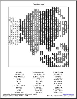 Word Search: Asia – Countries