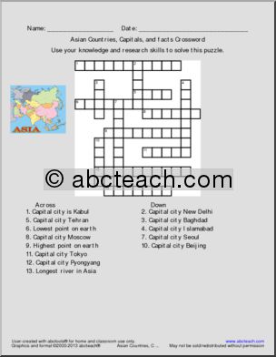 Crossword: Asian Countries