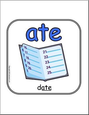 Word Family – ATE (version 2) Sign