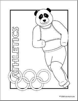 Clip Art: Cartoon Olympics: Panda Athletics (coloring page)
