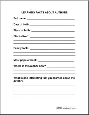 Learning Facts About Authors (primary/elem) Author Report Form