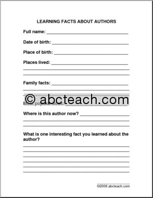 Learning Facts About Authors (primary/elem) Author Report Form