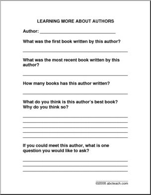 Learning More About Authors (primary/elem) Author Report Form