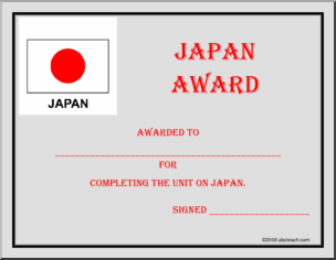 Certificate: Japan Award