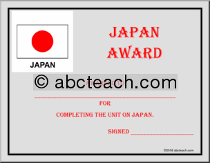 Certificate: Japan Award