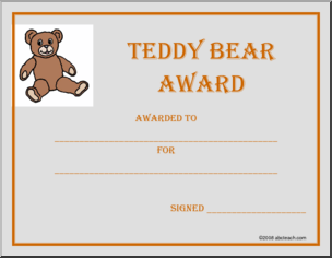Certificate: Teddy Bear Award