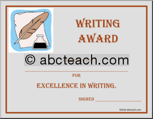 Writing Award Certificate