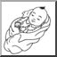 Clip Art: Family: Baby (coloring page)