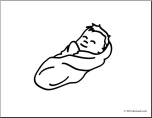 Clip Art: Basic Words: Baby (coloring page)