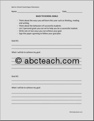 Form: School Goals (elem/ upper elem)