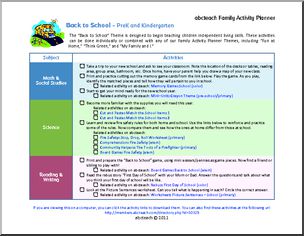 Family Activity Planner: Back to School Theme