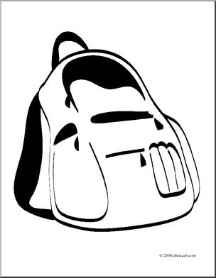 Clip Art: Backpack (coloring page)