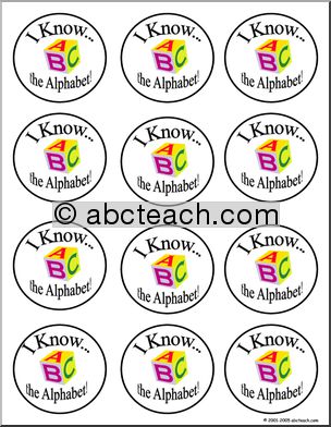 Small Badges:  “I Know the Alphabet”
