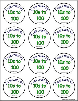 Small Badges: “I can count by 10s to 100”