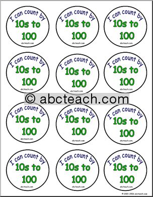 Small Badges: “I can count by 10s to 100”