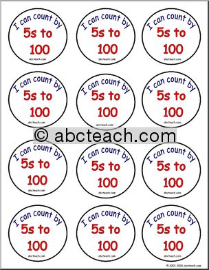 Small Badges: “I can count by 5s to 100”