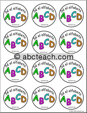 Spanish: Badge; SÃˆ el alfabeto.