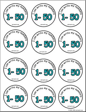 Small Badges: “I can write my numbers 1 – 50”