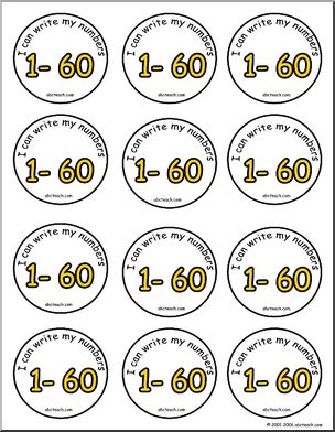 Small Badges: “I can write my numbers 1 – 60”