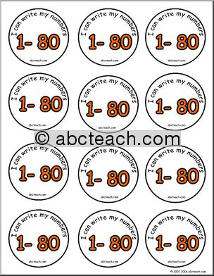 Small Badges: “I can write my numbers 1 – 80”