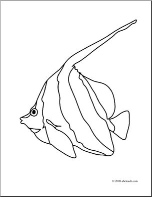 Clip Art: Fish: Banner Angelfish (coloring page)