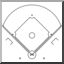 Clip Art: Baseball Infield (coloring page)