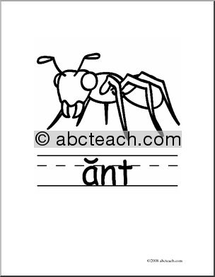 Clip Art: Basic Words: Ant B/W (poster)