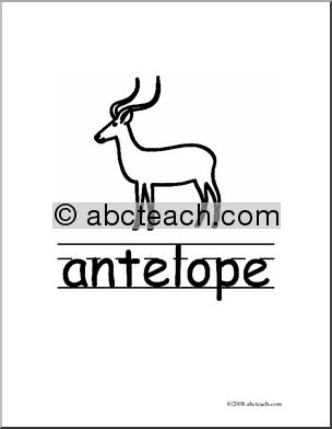 Clip Art: Basic Words: Antelope B/W (poster)
