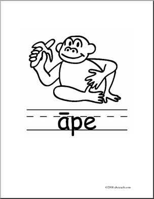 Clip Art: Basic Words: Ape B/W (poster)
