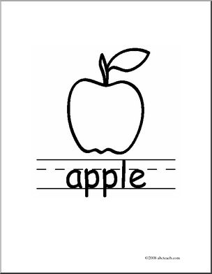 Clip Art: Basic Words: Apple (coloring page)