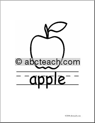 Clip Art: Basic Words: Apple (coloring page)