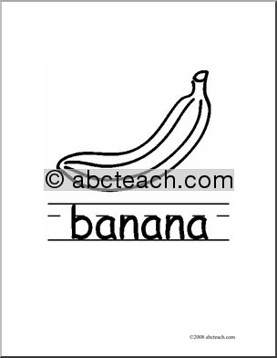 Clip Art: Basic Words: Banana B/W (poster)