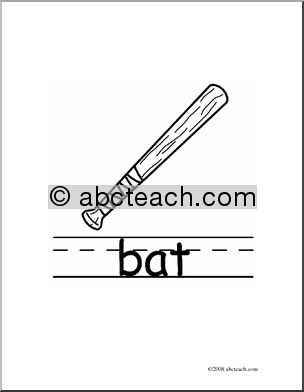 Clip Art: Basic Words: Bat B/W (poster)