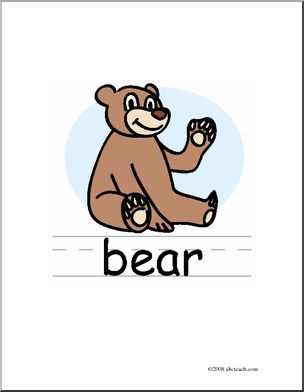 Clip Art: Basic Words: Bear Color (poster)