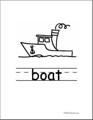 Clip Art: Basic Words: Boat B/W (poster)