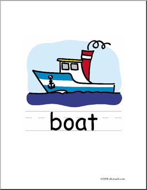 Clip Art: Basic Words: Boat Color (poster)