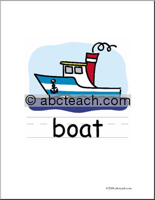 Clip Art: Basic Words: Boat Color (poster)