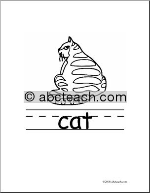 Clip Art: Basic Words: Cat B/W (poster)