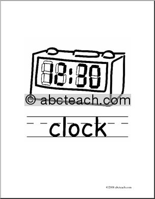 Clip Art: Basic Words: Clock B/W (poster)