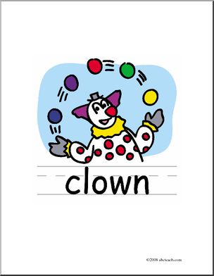 Clip Art: Basic Words: Clown Color (poster)