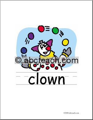 Clip Art: Basic Words: Clown Color (poster)