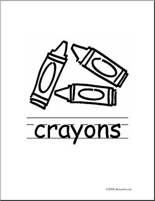 Clip Art: Basic Words: Crayons B/W (poster)