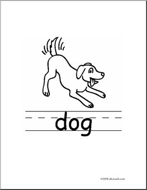 Clip Art: Basic Words: Dog B/W (poster)