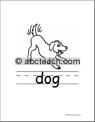 Clip Art: Basic Words: Dog B/W (poster)