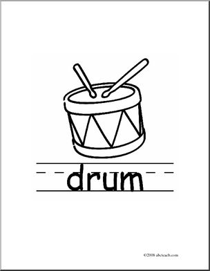 Clip Art: Basic Words: Drum B/W (poster)