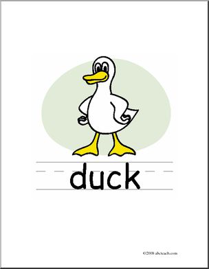 Clip Art: Basic Words: Duck Color (poster) I abcteach.com